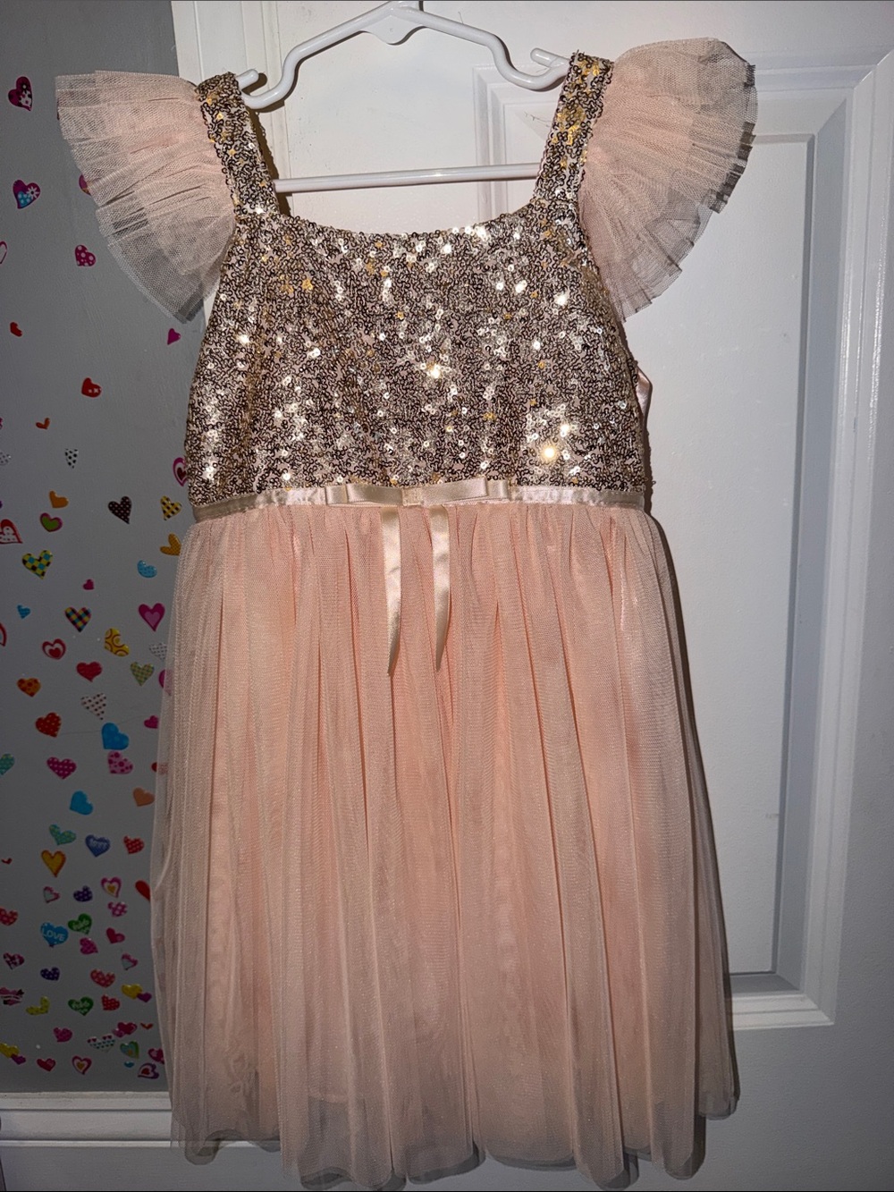 Popatu Gold Sequin Bodice Pink Tulle Party Dress